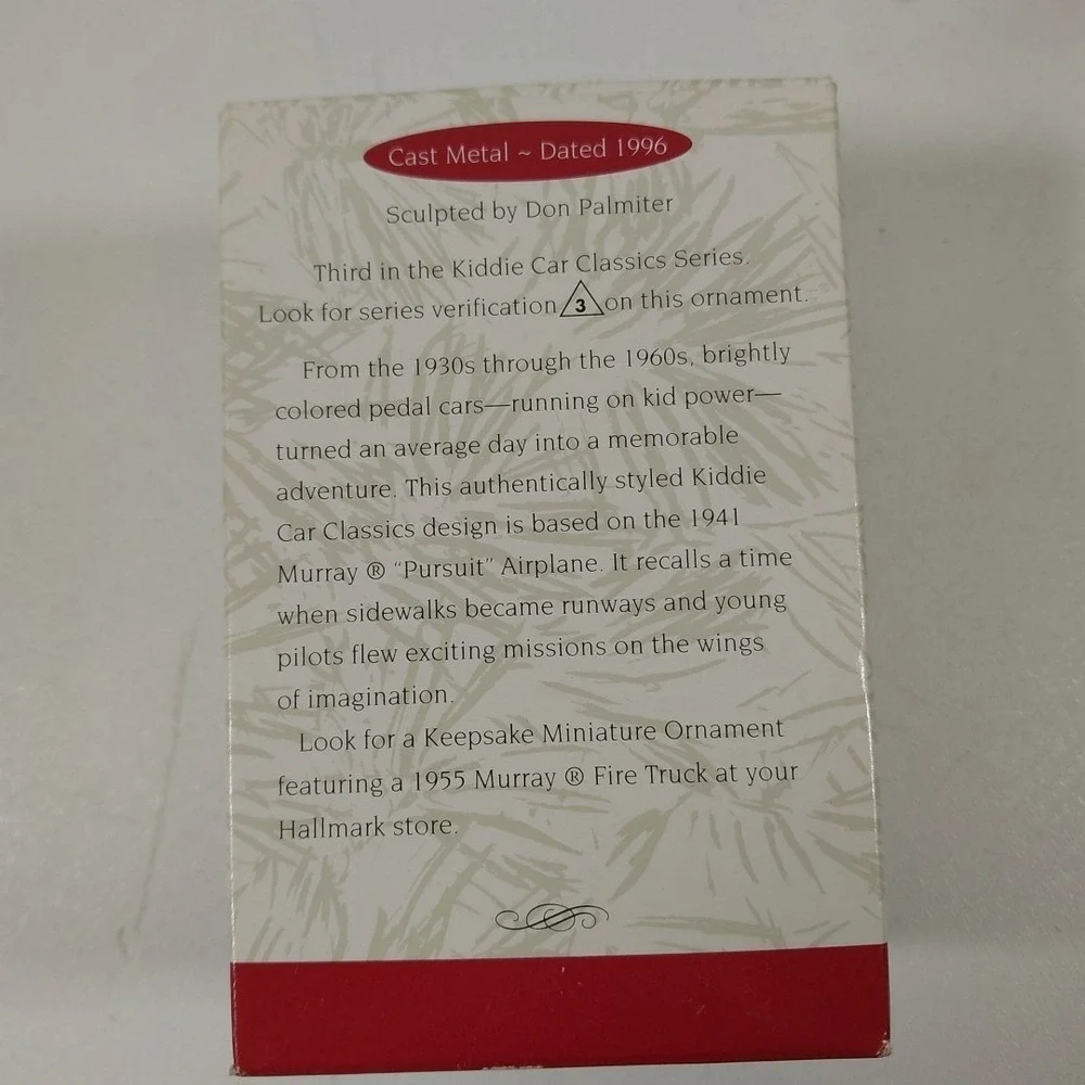 Vintage‎ 1996 Hallmark Ornament Kitty Car Classics Murray Airplane Collector's